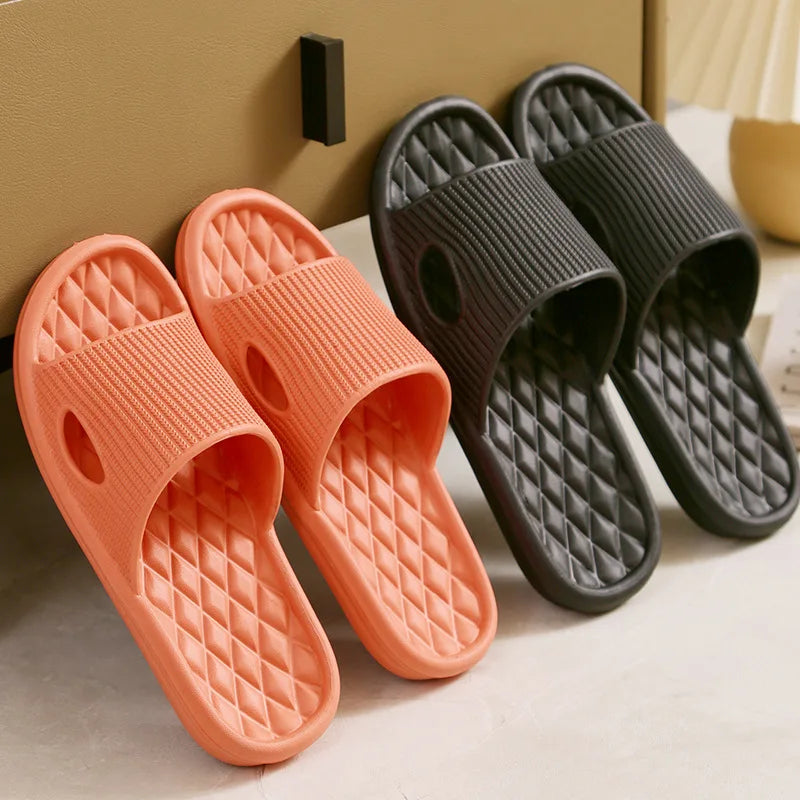 Black Soft Home Slippers Indoor Skid Proof Bathroom Slippers Sandals Hotel Solid Color Flip Flops Flat Shoes