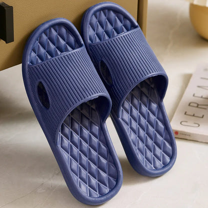 Grey Soft Home Slippers Indoor Skid Proof Bathroom Slippers Sandals Hotel Solid Color Flip Flops Flat Shoes