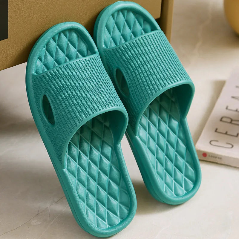 Pink Soft Home Slippers Indoor Skid Proof Bathroom Slippers Sandals Hotel Solid Color Flip Flops Flat Shoes