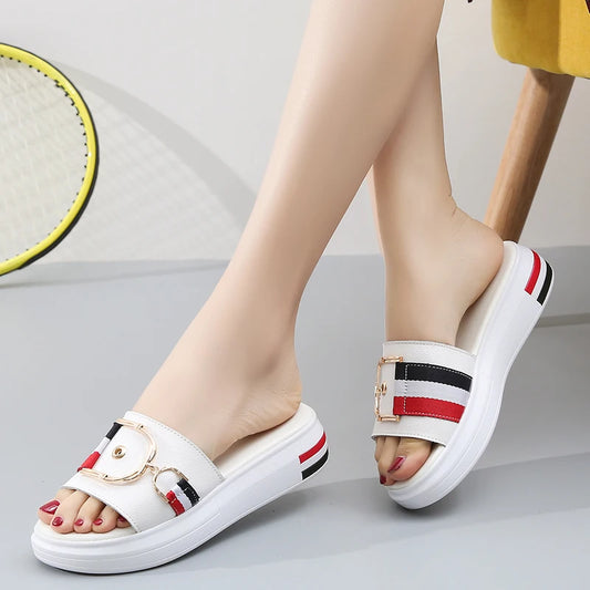 White Slippers Flat Shoes Woman Comfortable Female Sandals Ladies Luxury Home Platform Slides Flip Flops