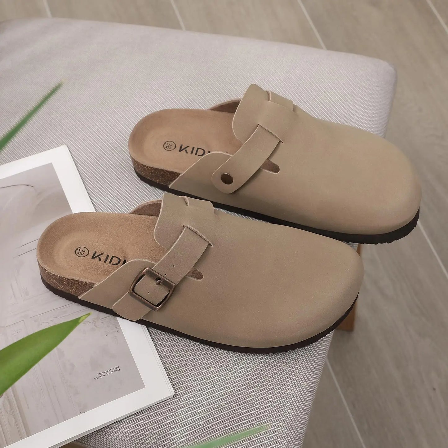 Sand Suede Mules Slippers Clogs Cork Insole Sandals With Arch Support Outdoor Beach Slides Home Shoes