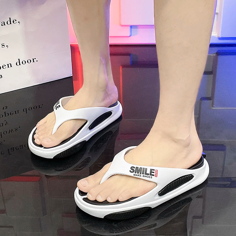 Flip-flops de masaj alb portocaliu Papuci de exterior pentru interior Talpă groasă Sandale confortabile de plajă pentru bărbați Baie anti-alunecare Acasă Flip-flops pentru bărbați