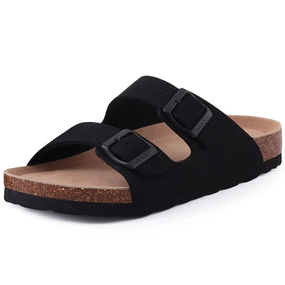 Brown Flat Sandals Women Leather Cork Slippers Summer Arch Support House Slippers Classic Beach Slippers