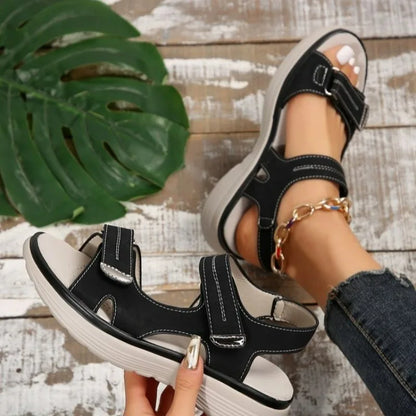 New Elegant Women Genuine Leather Sandals Women's Sport Style Lightweight Plus Size Slippers Women Sandals Plus Size 43