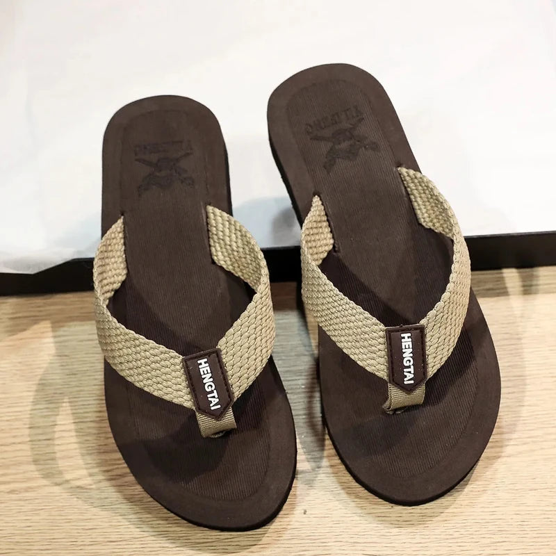 Maro cu bej Moda Bărbați Flip-flops Pantofi de plajă Sandale Anti-alunecare Papuci de casă Interior Casă Pantofi anti-alunecare Slide