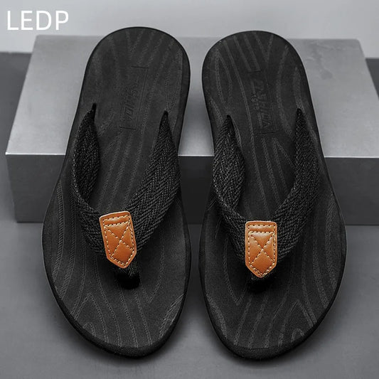 Black Slippers Casual EVA Flip Flops Wear-resistant Beach Shoes Fashion Breathable Versatile Comfortable Waterproof