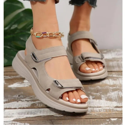 New Elegant Women Genuine Leather Sandals Women's Sport Style Lightweight Plus Size Slippers Women Sandals Plus Size 43