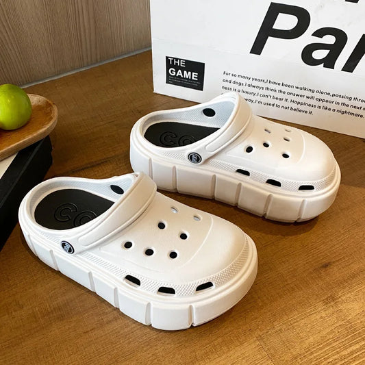 White 'Basic' Fashion Charms Sandale Clog Pantofi în aer liber Femei Papuci Talpa groasă Sandale de înaltă calitate