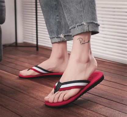 Negru cu bej Moda bărbați Flip-Flops plaja papuci sandale antiderapante acasă papuci de casă de interior anti-alunecare pantofi Slide