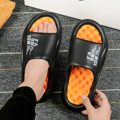 Grey Black Massage Slippers Indoor Outdoor Sandals Beach Casual Shoes Soft Sole Slides Flip-flop Sandals