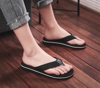 Negru cu bej Moda Bărbați Flip-flops Pantofi de plajă Sandale Anti-alunecare Papuci de casă Interior Casă Anti-alunecare Pantofi Slide