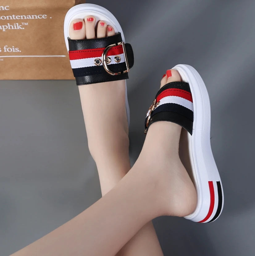 Black Slippers Flat Shoes Woman Comfortable Female Sandals Ladies Luxury Home Platform Slides Flip Flops