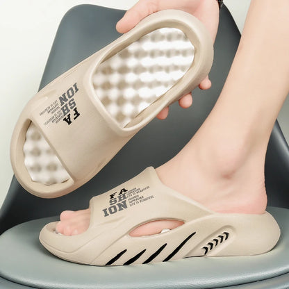 Grey Black Massage Slippers Indoor Outdoor Sandals Beach Casual Shoes Soft Sole Slides Flip-flop Sandals