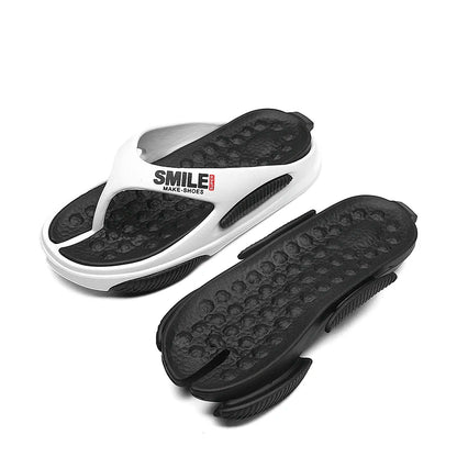 Flip-flops de masaj alb portocaliu Papuci de exterior pentru interior Talpă groasă Sandale confortabile de plajă pentru bărbați Baie anti-alunecare Acasă Flip-flops pentru bărbați