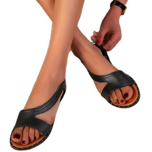 Black Sandals Women's Flat Casual Shoes Women's Flip-flops Fashion Comfortable Outdoor Women's Shoes