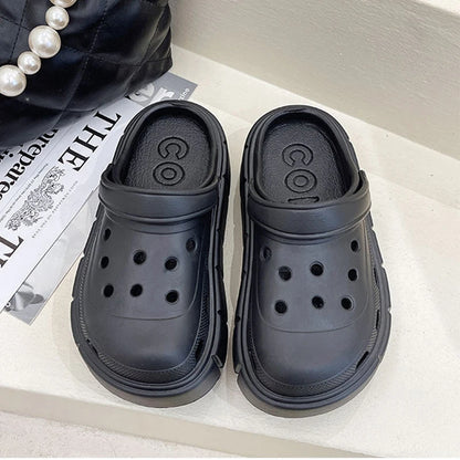 Black 'Bear' Fashion Charms Sandals Clog Shoes Outdoor Women Slippers Thick Sole High Quality Sandals